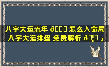 八字大运流年 💐 怎么入命局「八字大运排盘 免费解析 🦄 」